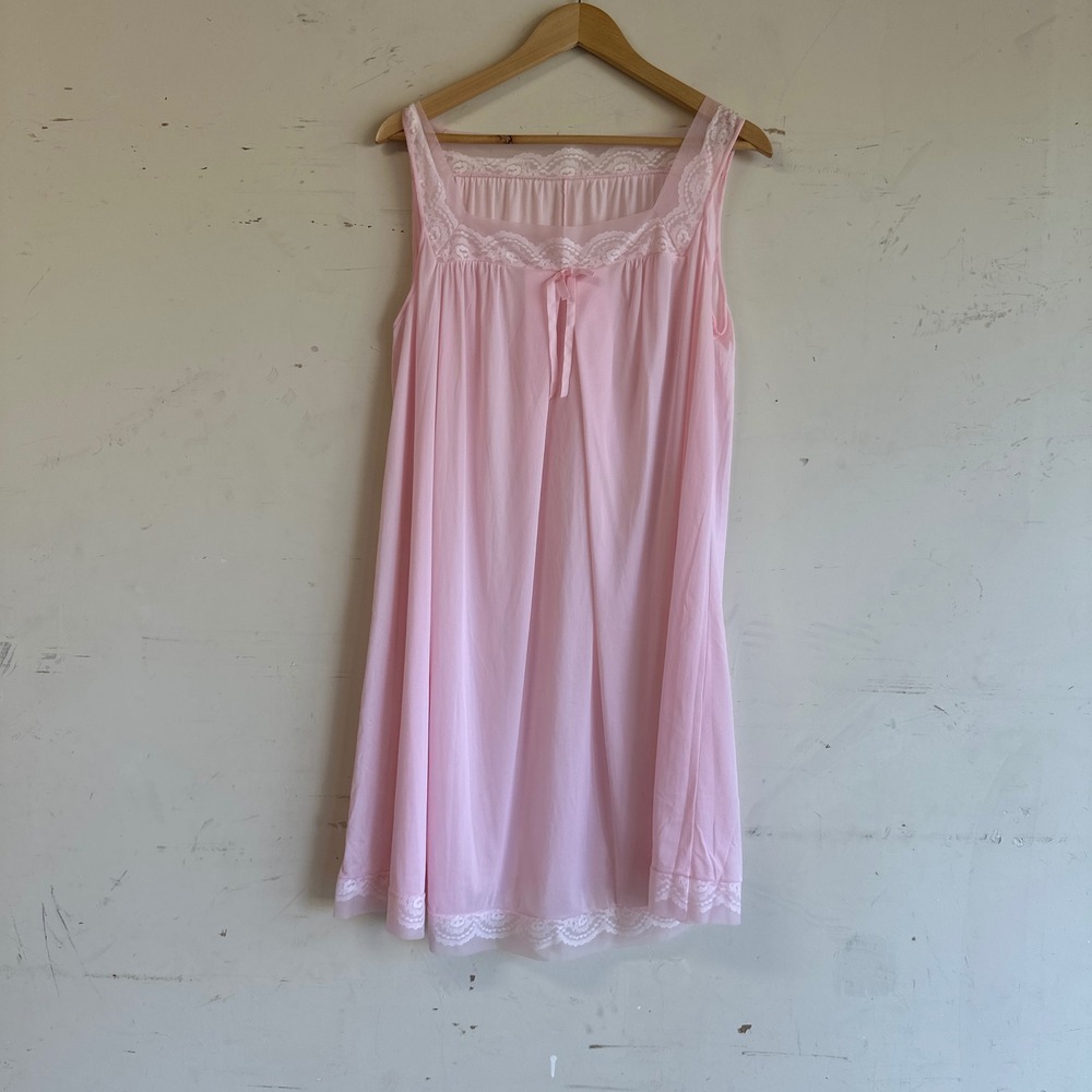 Vintage 60s pink chiffon peignoir matching set - Picture 3 of 6
